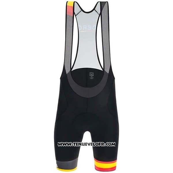 2019 Maillot Ciclismo Espagne Noir Rouge Jaune Manches Courtes et Cuissard